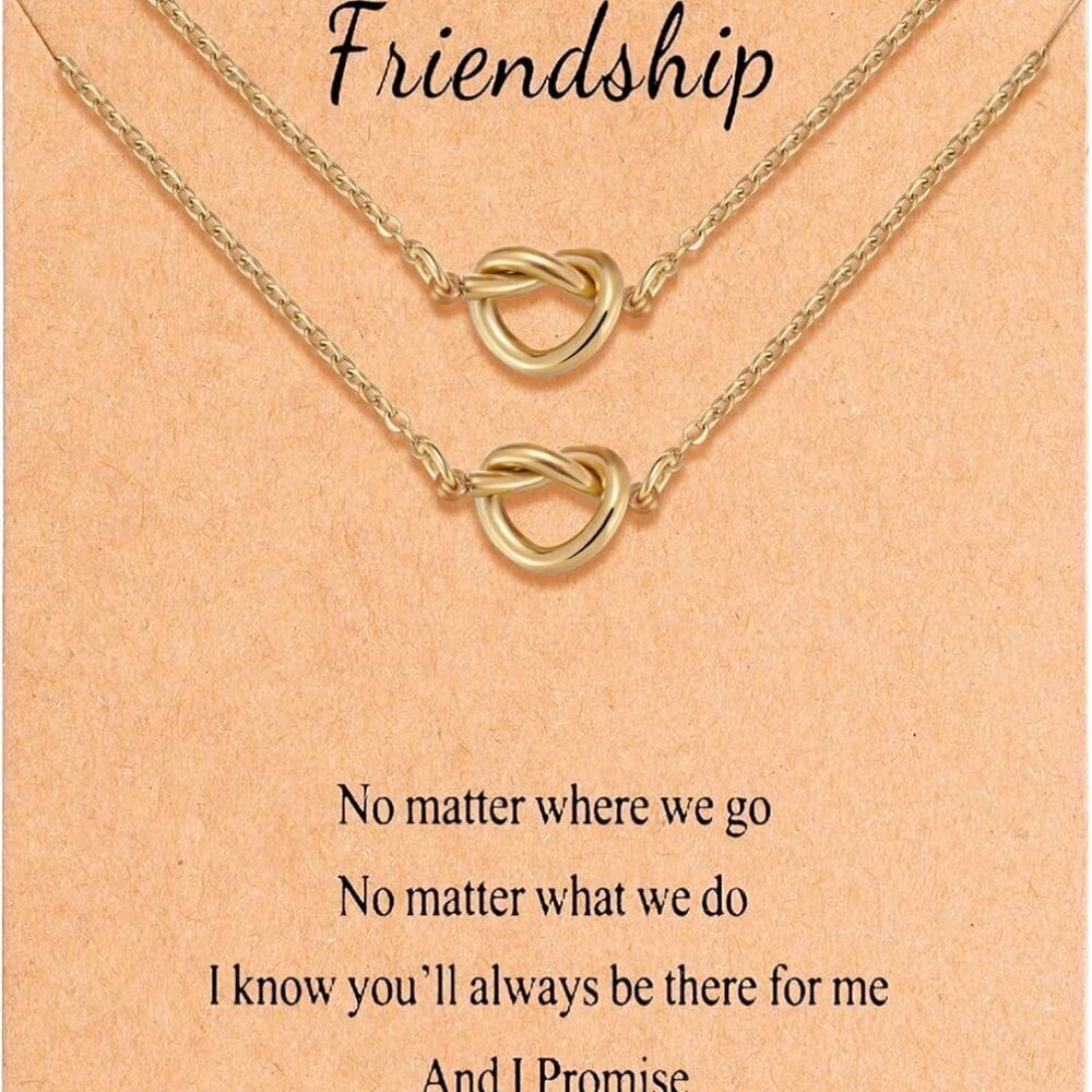 Friendship Knot Infinity Necklace Set for Best Friends Long Distance Gifts
